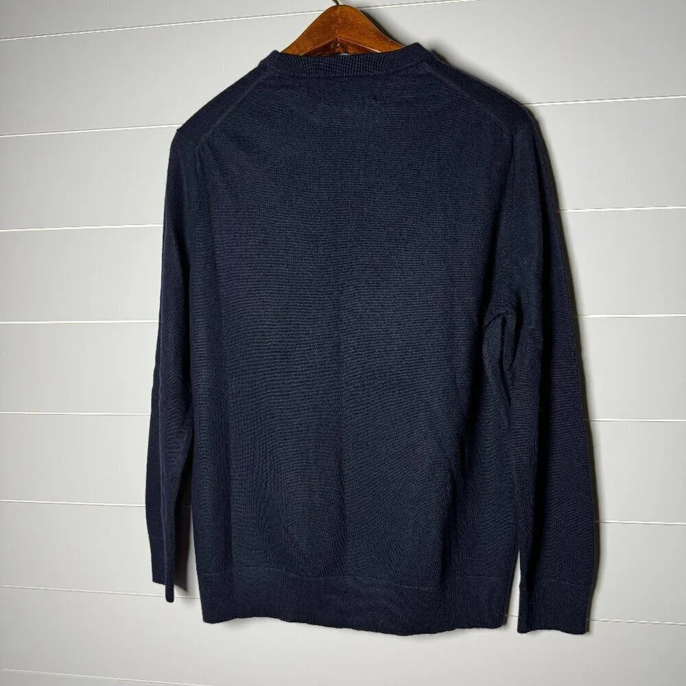 Banana Republic Italian Merino Wool by Baruffa Crew Neck Sweater XL Preppy Navy